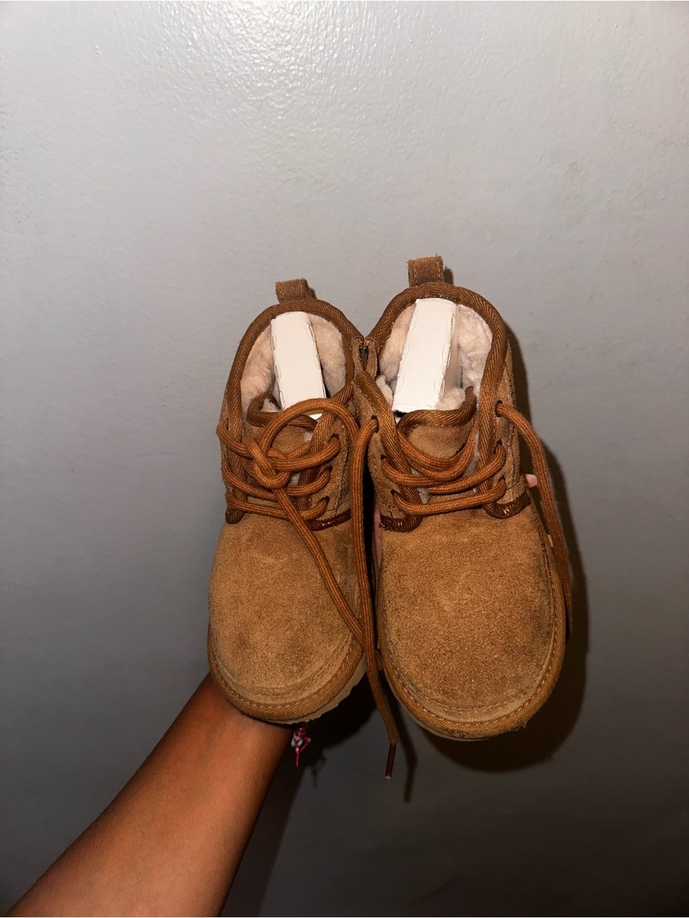 UGG Kids Chestnut Suede Lace-Up Boots